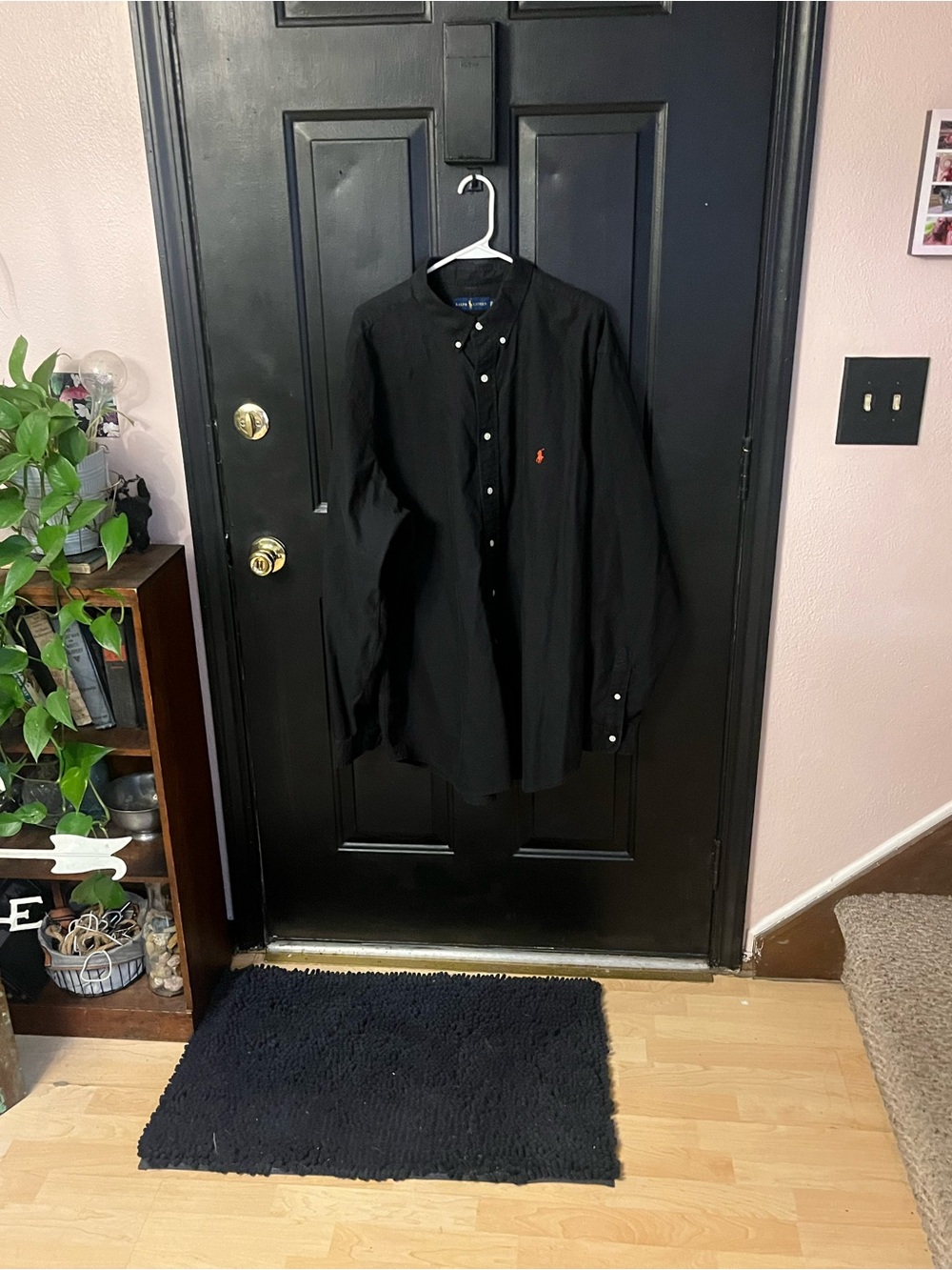 Polo by Ralph Lauren Black Button-Down Shirt with Orange Pony
